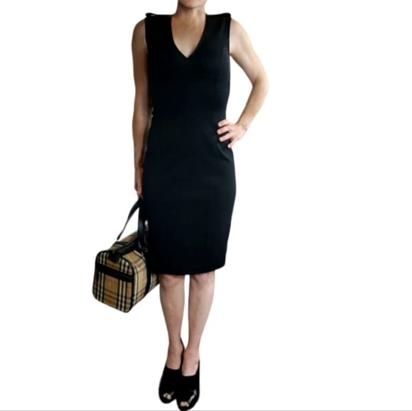 Burberry Dresses & Skirts - BURBERRY LONDON Black Fitted Dress V-Neck  Knee-Length